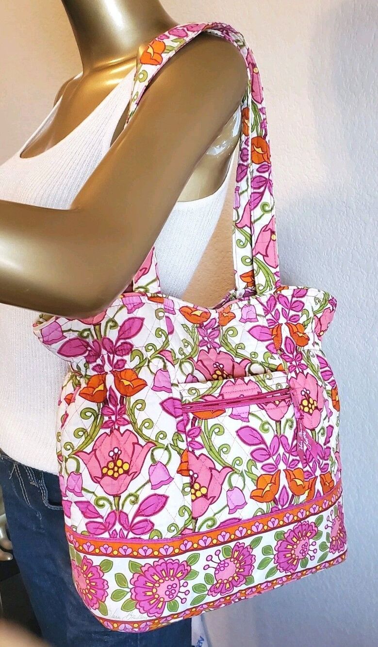 Vera Bradley Lilli Bell Laura Cinch Tote Purse Retired Pattern Pink